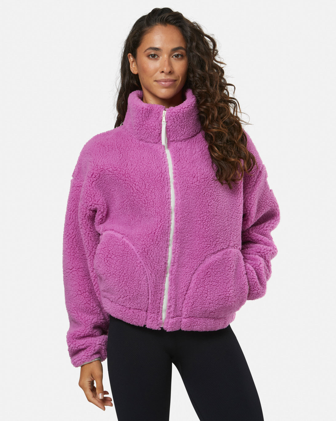 Gym+Coffee Industry High Collar Womans Fleece Jacket - Bog Dog Running