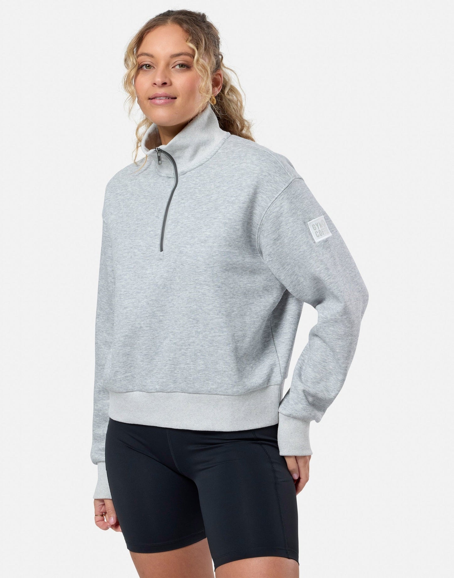 Gym+Coffee Ribbed Quarter Zip Ladies Sweatshirt - Bog Dog Running