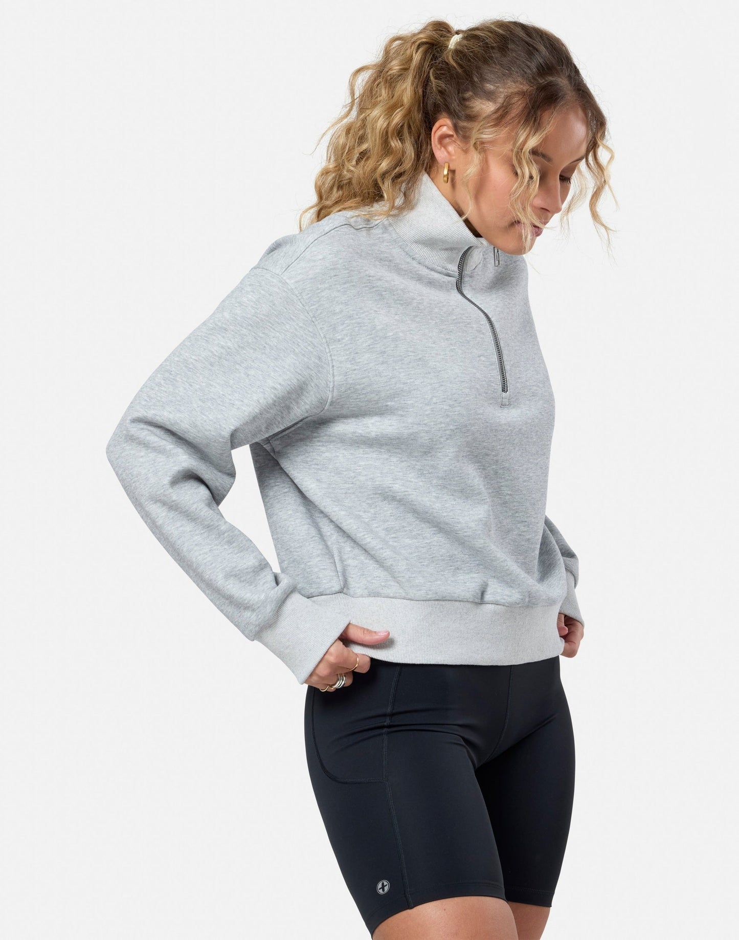 Gym+Coffee Ribbed Quarter Zip Ladies Sweatshirt - Bog Dog Running