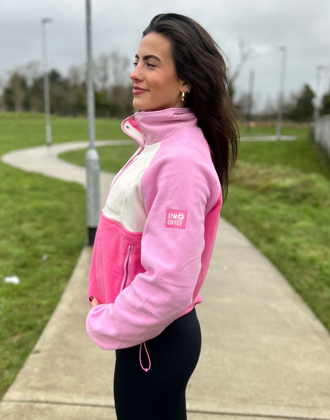 Gym+Coffee Snap Collar Women's Fleece - Bog Dog Running