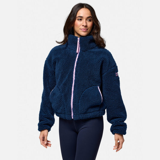 Gym+Coffee Industry High Collar Womans Fleece Jacket - Bog Dog Running