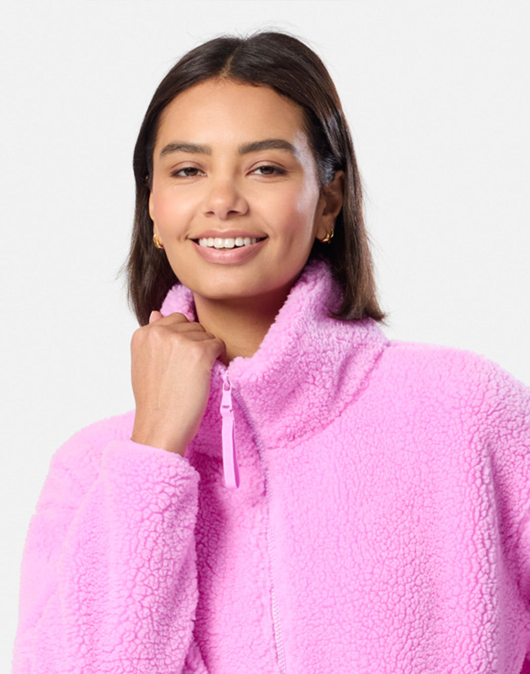 Gym+Coffee Industry High Collar Womens Fleece Jacket - Bog Dog Running