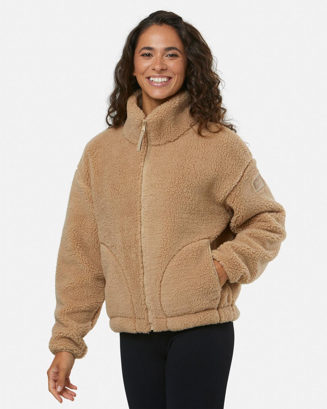 Gym+Coffee Industry High Collar Womens Fleece Jacket - Bog Dog Running