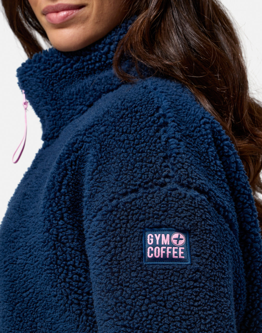 Gym+Coffee Industry High Collar Womans Fleece Jacket - Bog Dog Running