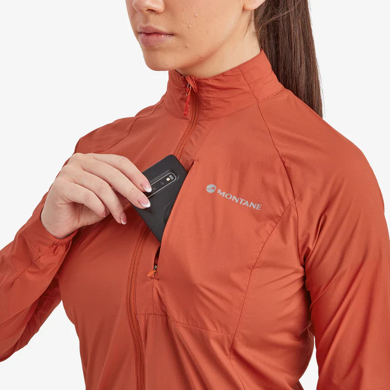 Montane Women's Featherlite Windproof Jacket Bog Dog Running
