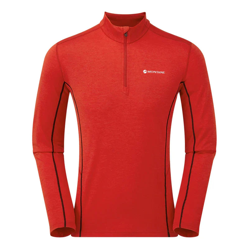 Montane Men's Dart Zip Neck L/S T-Shirt Bog Dog Running
