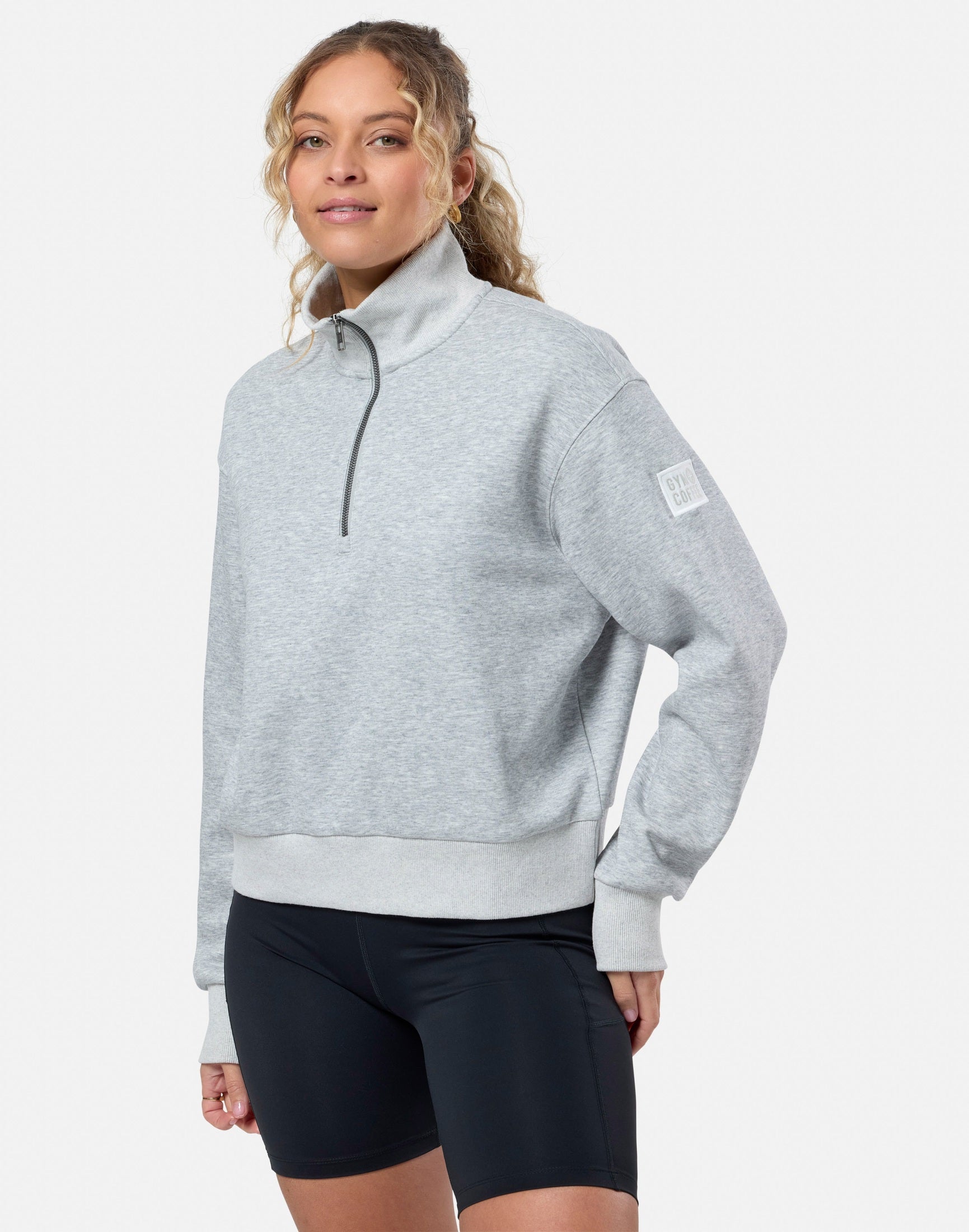 Gym+Coffee Ribbed Quarter Zip Ladies Sweatshirt - Bog Dog Running