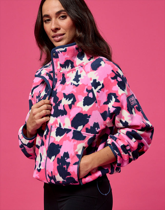 Gym+Coffee Snap Collar Women's Fleece - Bog Dog Running