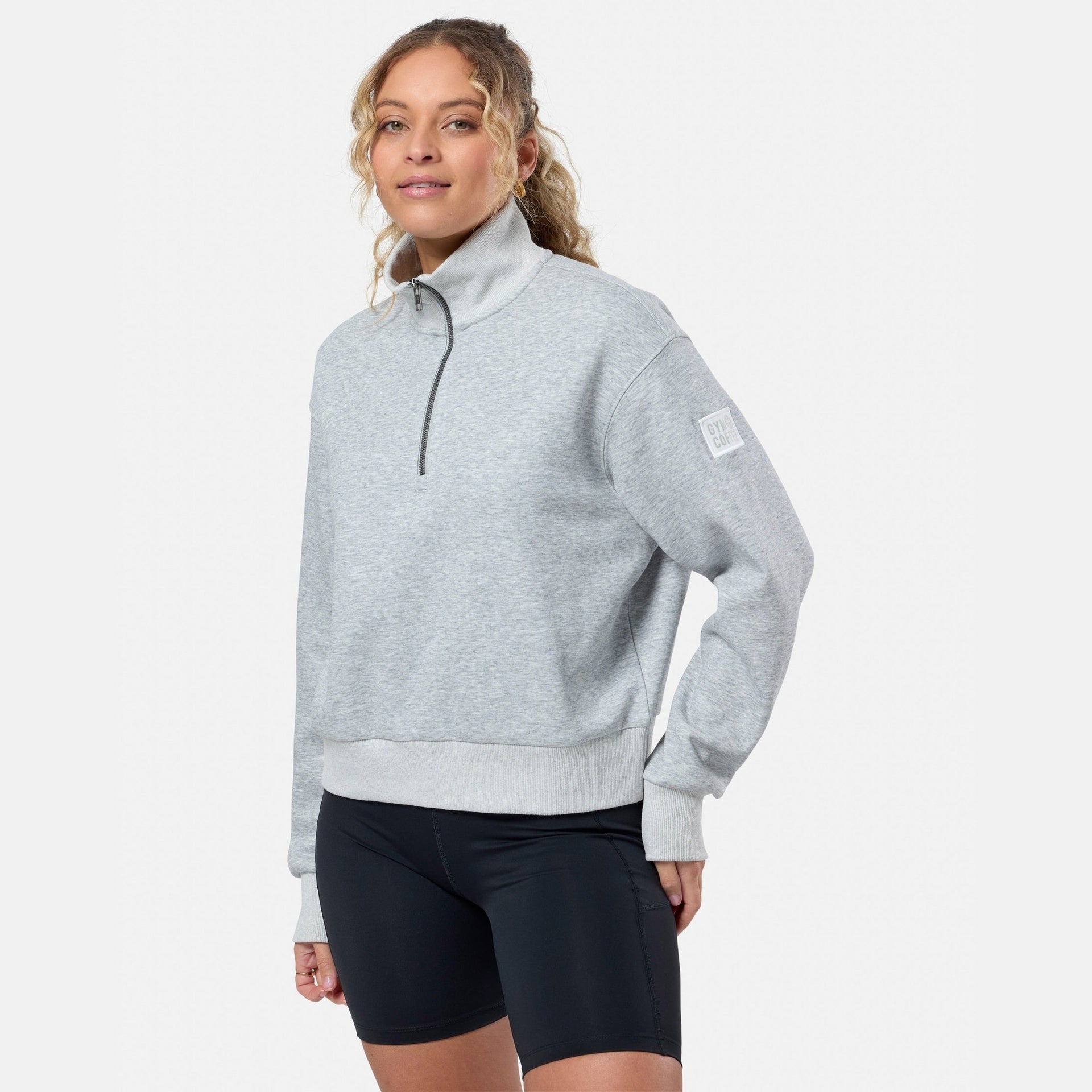 Gym+Coffee Ribbed Quarter Zip Ladies Sweatshirt - Bog Dog Running