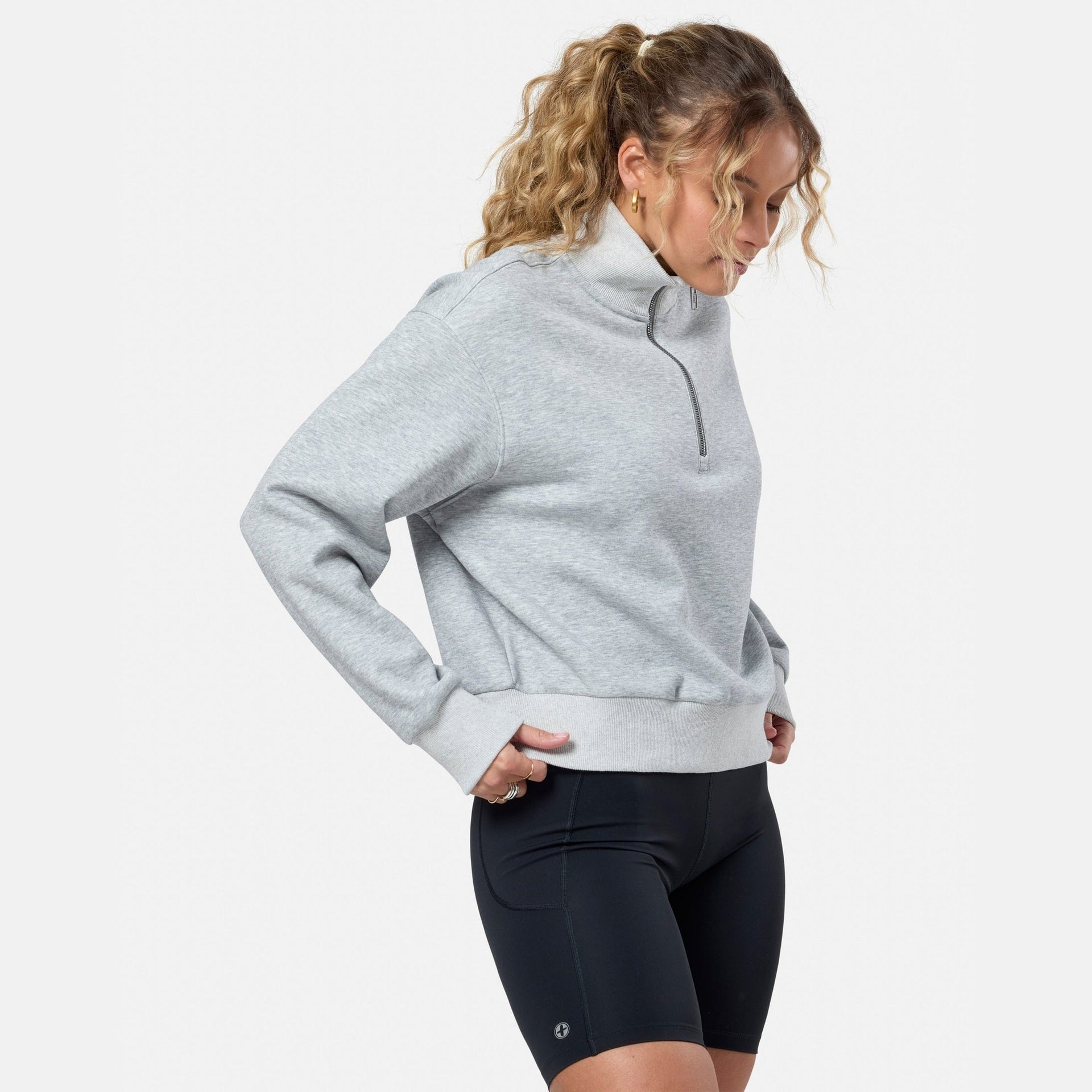 Gym+Coffee Ribbed Quarter Zip Ladies Sweatshirt - Bog Dog Running