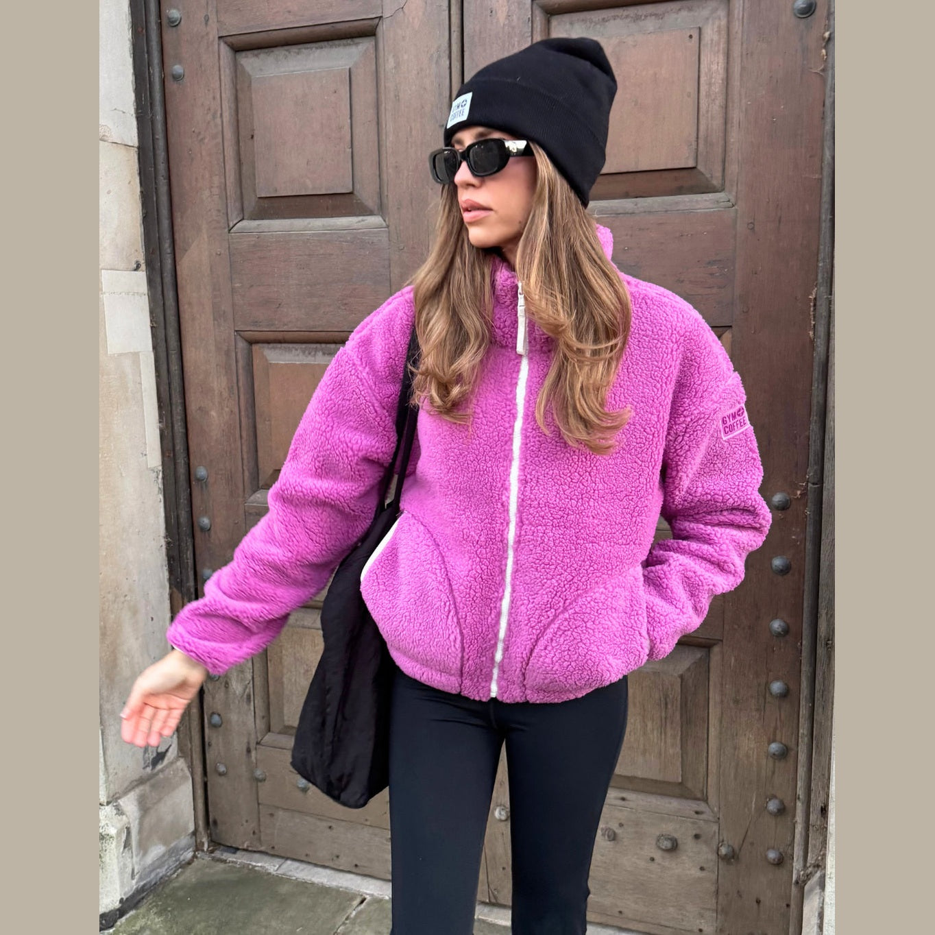 Gym+Coffee Industry High Collar Womans Fleece Jacket - Bog Dog Running