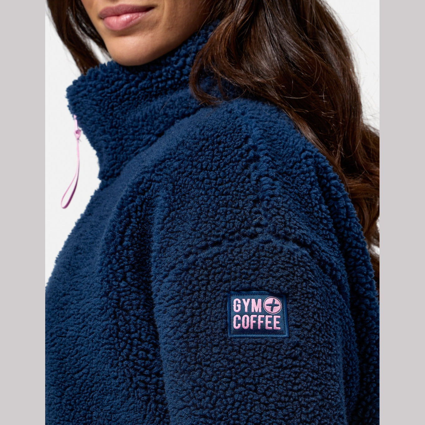 Gym+Coffee Industry High Collar Womans Fleece Jacket - Bog Dog Running