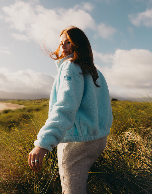 Gym+Coffee Industry High Collar Womans Fleece Jacket - Bog Dog Running