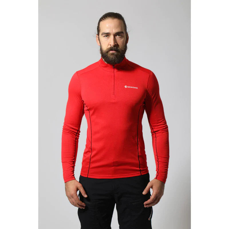 Montane Men's Dart Zip Neck L/S T-Shirt Bog Dog Running