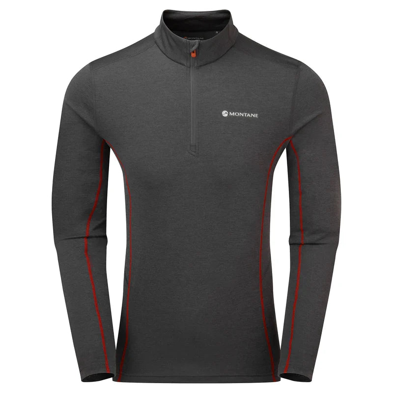 Montane Men's Dart Zip Neck L/S T-Shirt Bog Dog Running