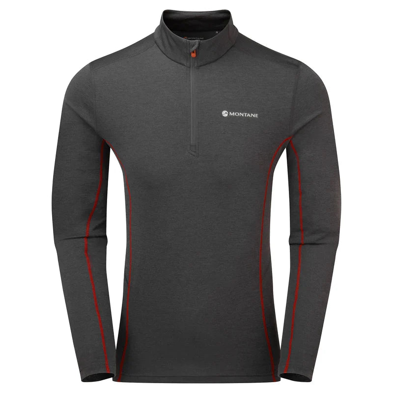Montane Men's Dart Zip Neck L/S T-Shirt Bog Dog Running