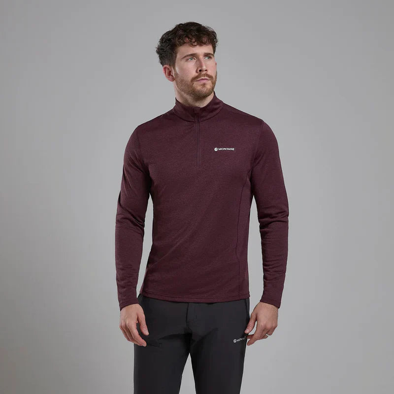 Montane Dart Zip Neck L/S Men's T-Shirt - Bog Dog Running