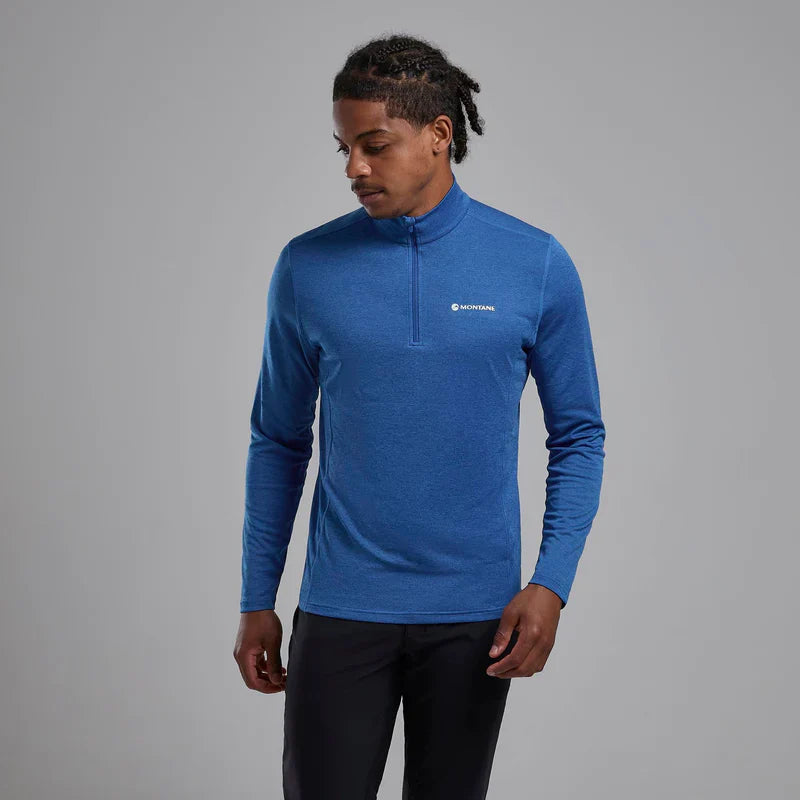 Montane Dart Zip Neck L/S Men's T-Shirt - Bog Dog Running